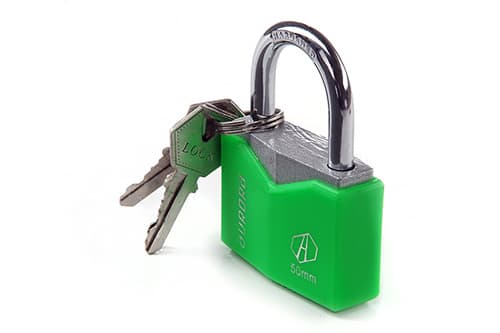 Замок навісний кольоровий 33x27x18мм англійський ключ AURORA