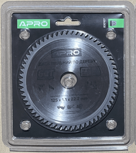 Диск пильний по дереву 125х22.2мм 60Т APRO