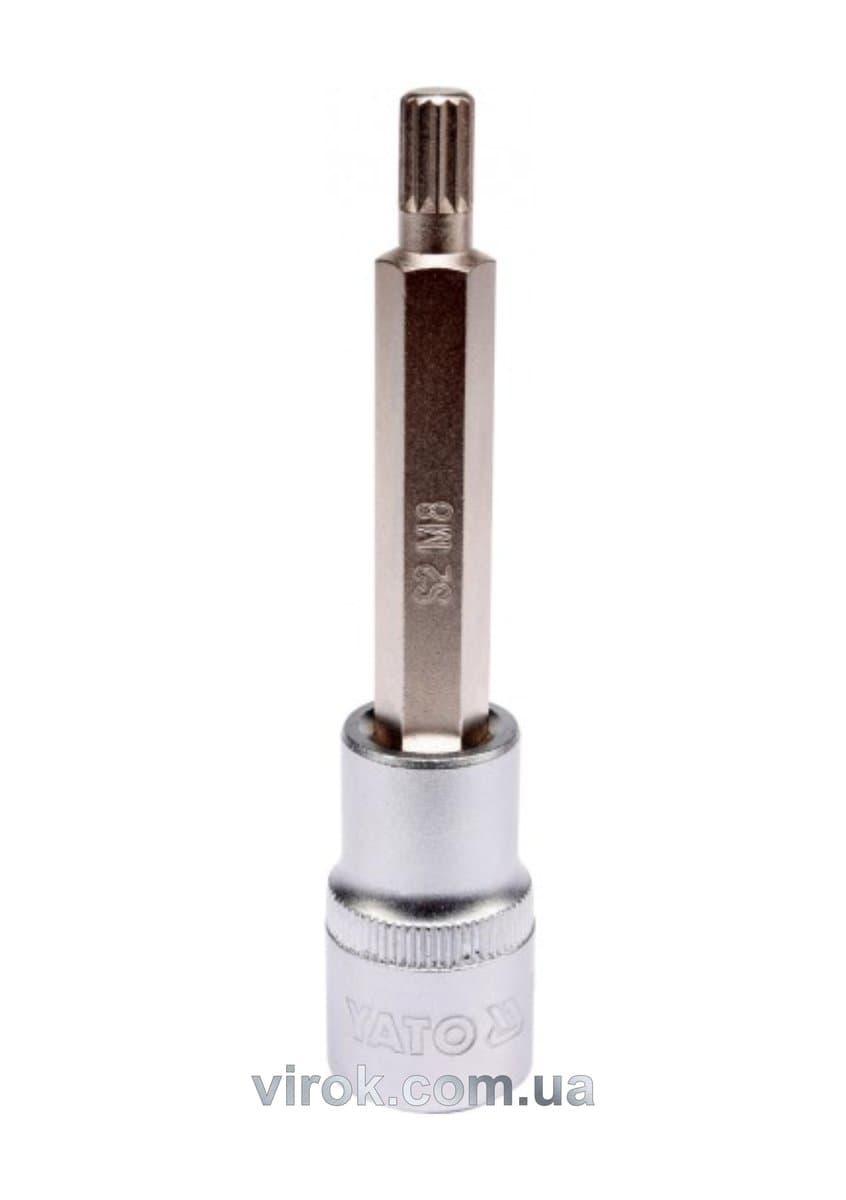 Головка торцева YATO квадрат 1/2 "SPLINE" подовжена M8, L= 100 мм [20/120]