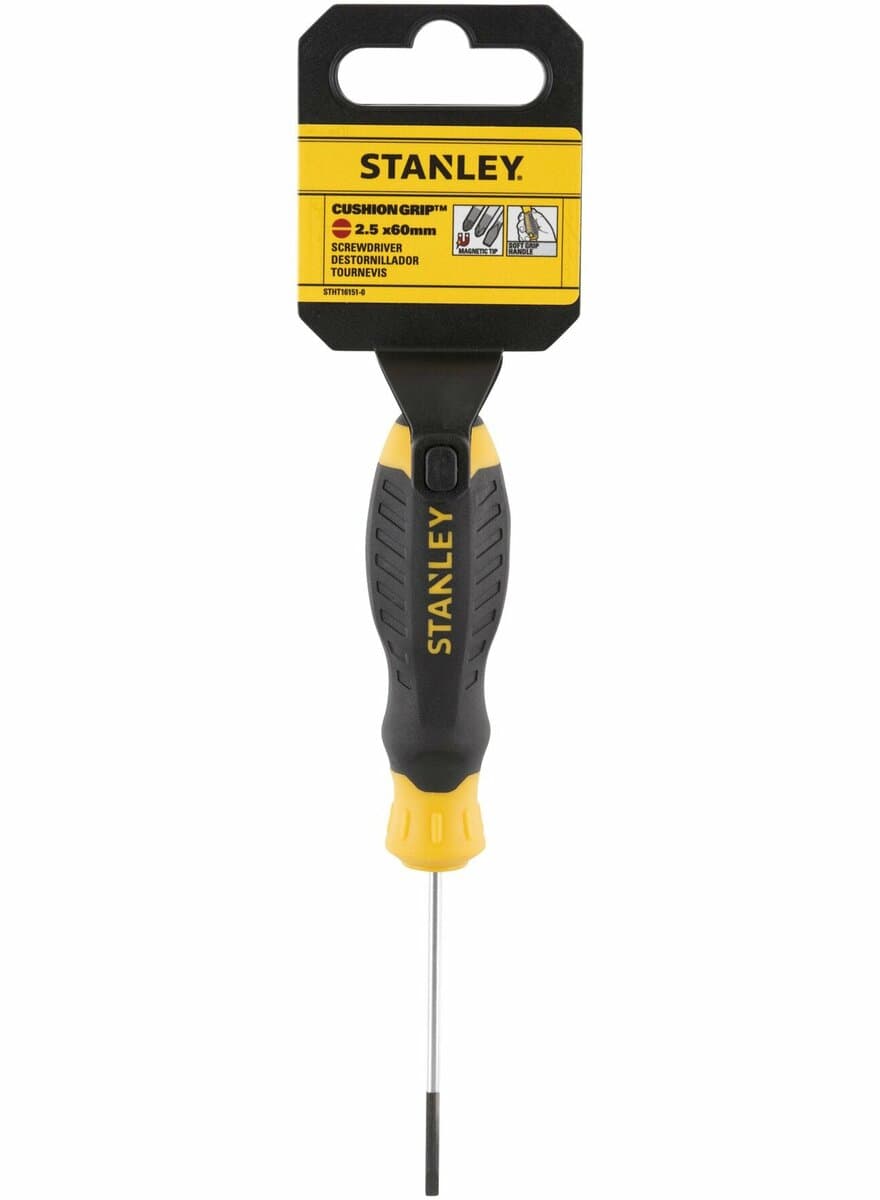 Викрутка плоска STANLEY "Cushion Grip" S/D SLOTTED: 2.5 X 60MM