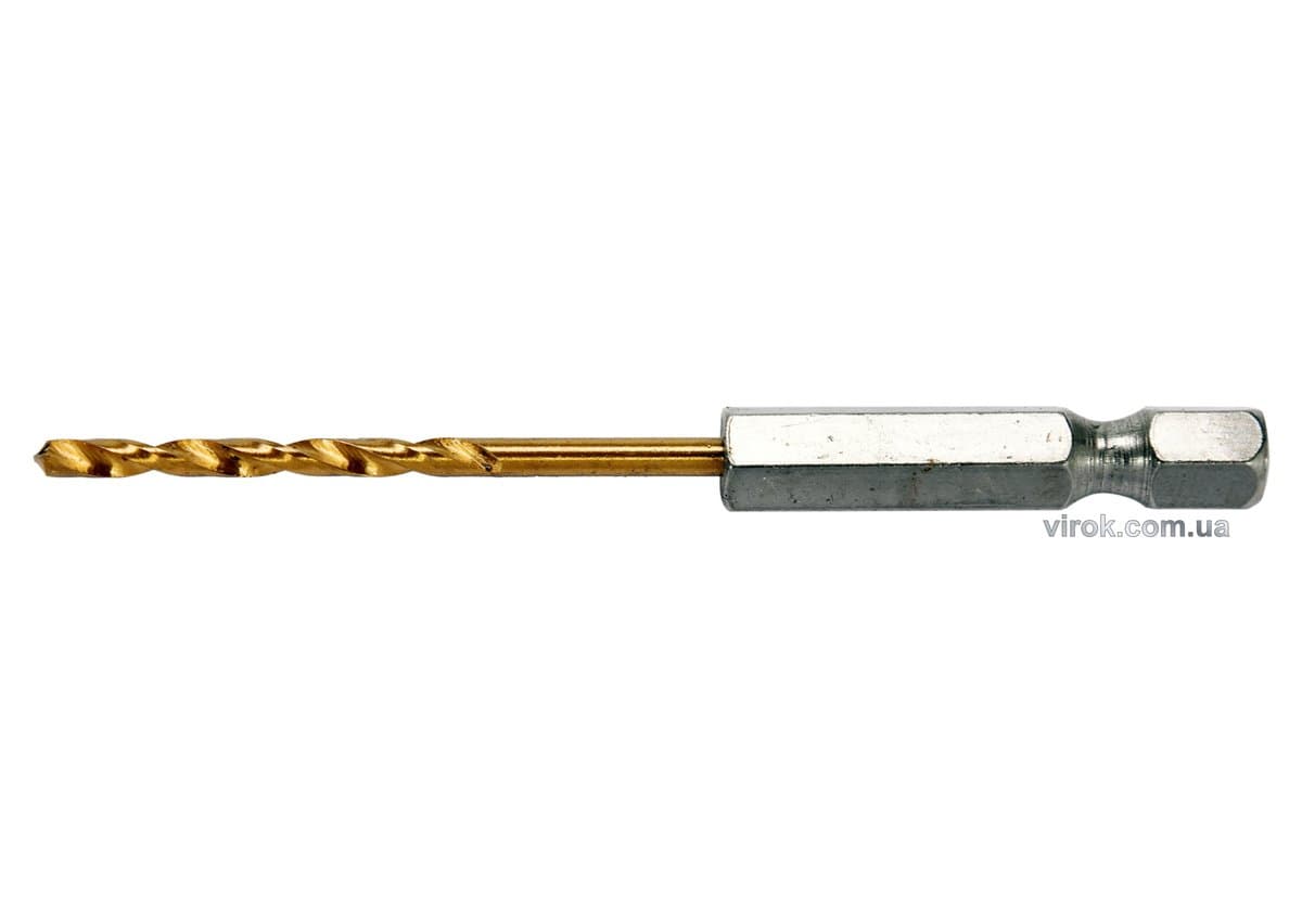 Свердло по металу титанове YATO : HSS-ТІN, Ø= 2,5 мм, l= 80 мм, 6-гран. HEX-1/4" [150]