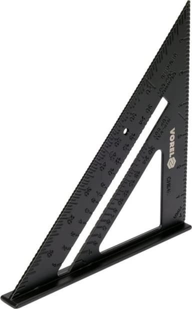 Кутник алюмінієвий VOREL зі стопкою, 180х 180х 250 мм і метричною шкалою [12/120]