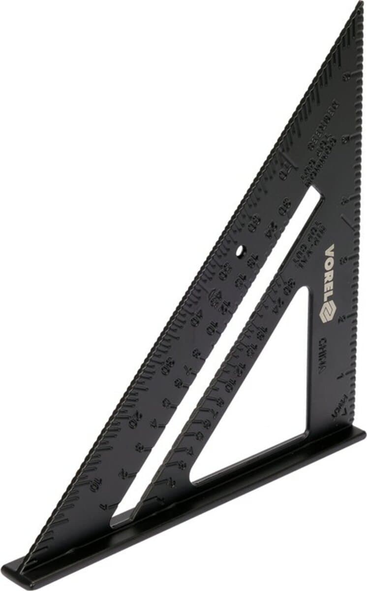 Кутник алюмінієвий VOREL зі стопкою, 180х 180х 250 мм і метричною шкалою [12/120]