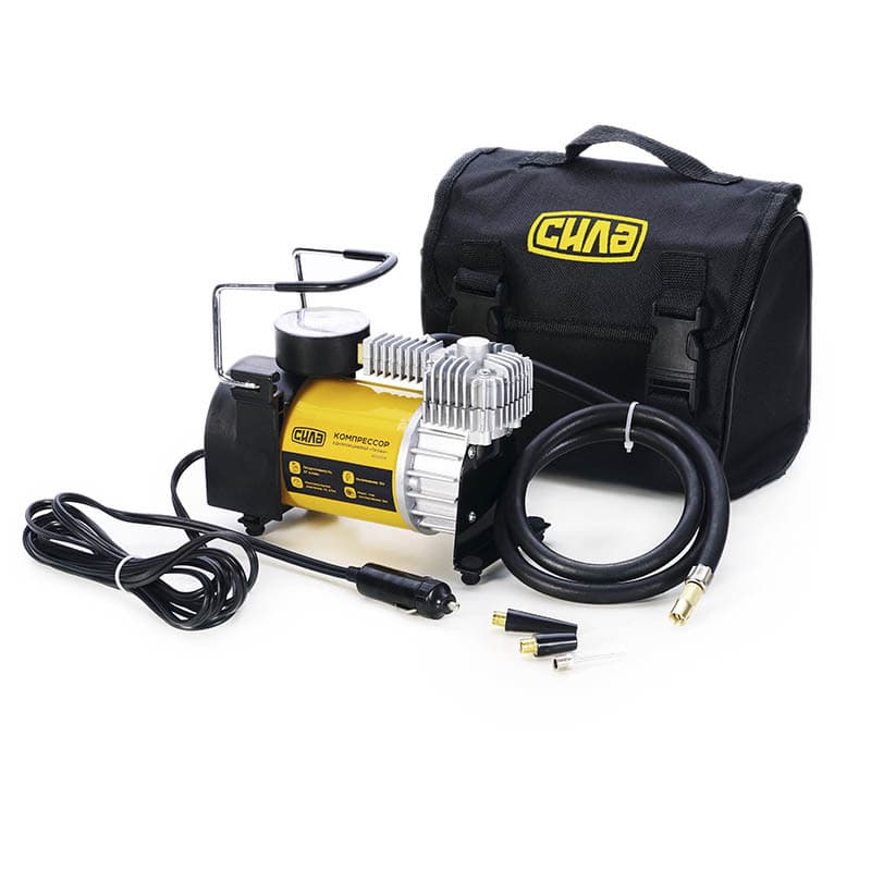 СИЛА Компресор автомобільний однопоршневий ПОСИЛЕНИЙ 37 л / хв 10 Атм (Прикурювач.)