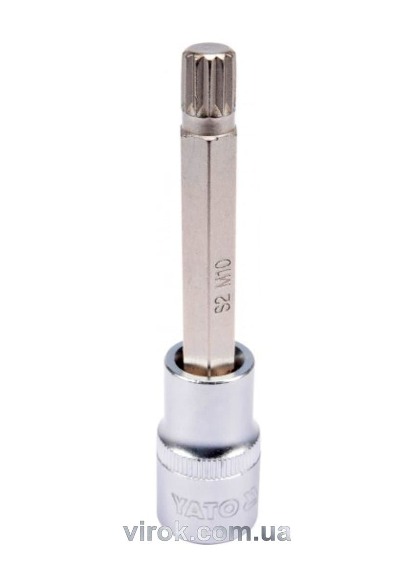 Головка торцева YATO квадрат 1/2 "SPLINE" подовжена M10, L= 100 мм [20/120]