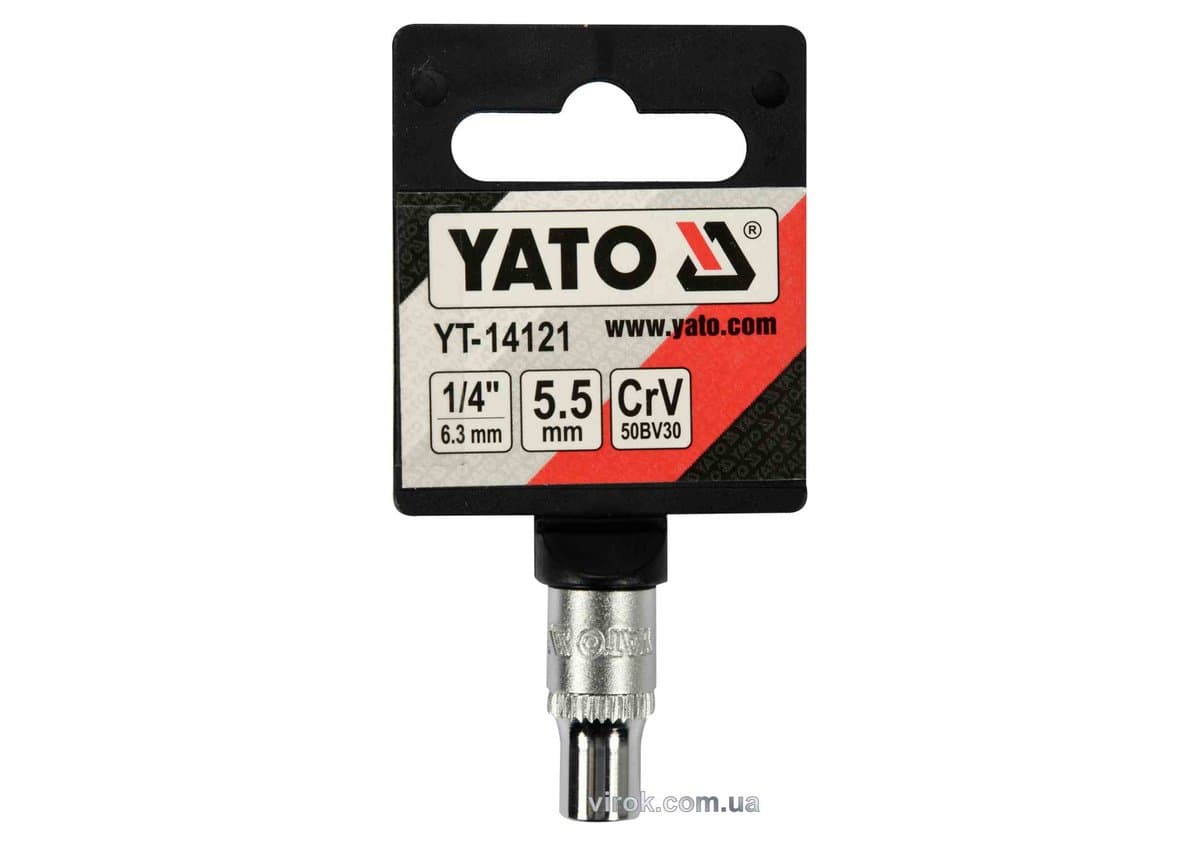 Головка торцева 6-гранна YATO : квадрат 1/4", М5.5, CrV [Блістер] [12/360]