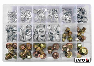 Шайби Ø6-20 мм і заглушки М10-М20, алюмінієві YATO в пластиковій коробці, набір, 534 шт. [12]