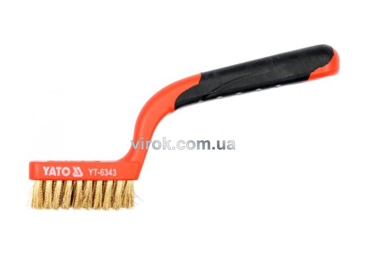 Щітка дротяна сталева YATO : 3- рядна, L= 180 мм з пластмасовою ручкою [24/144]
