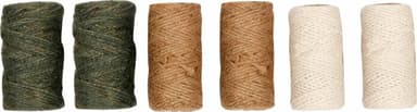 Шнурки джутові-бавовняні FLO, 6 рул., різнокольорові, 1/ 1/ 1,5 мм х 80/ 40/ 40 м [36/144]