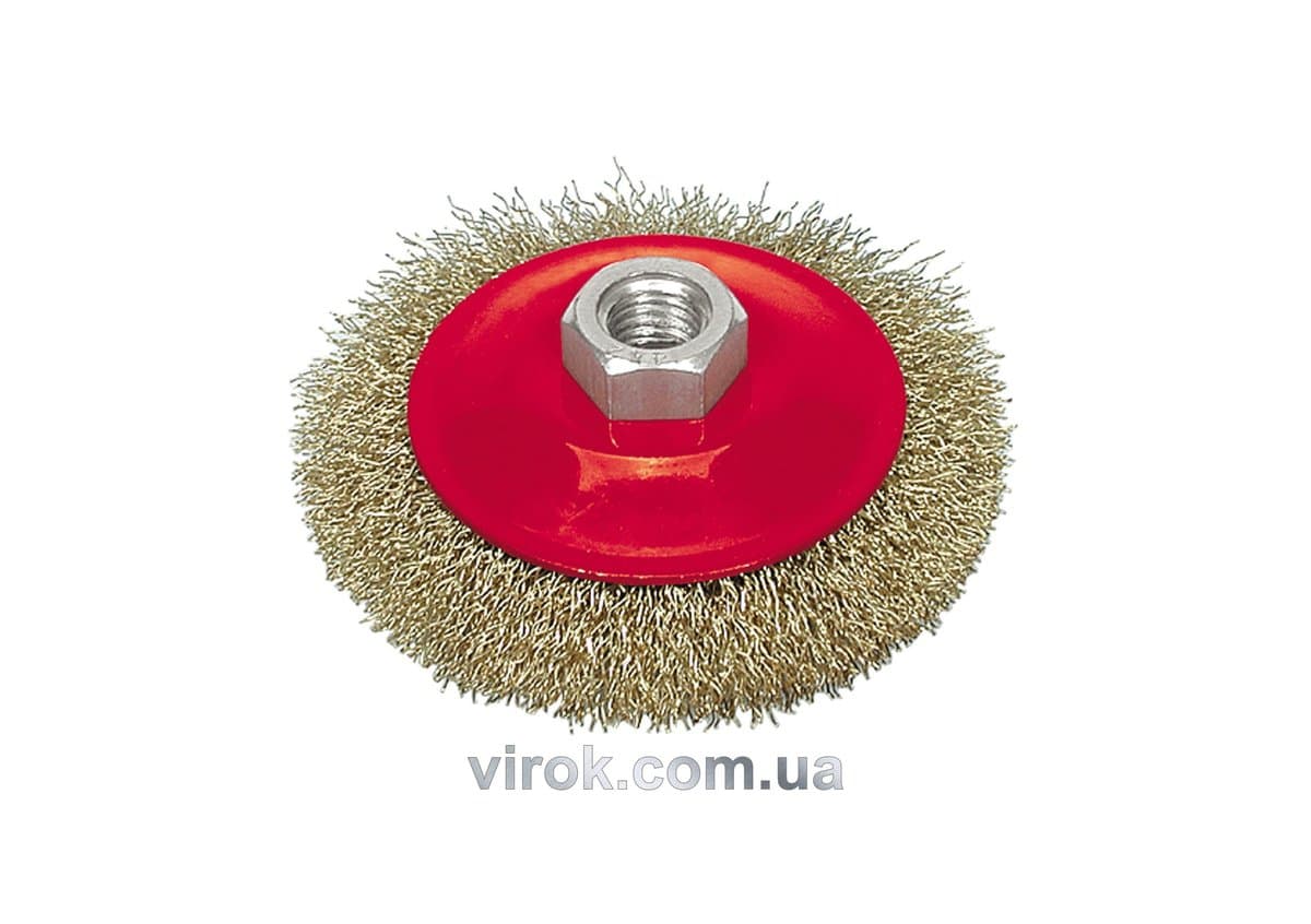 Щітка - крацовка VOREL плоска з гайкою М14, Ø-115мм [12/72]