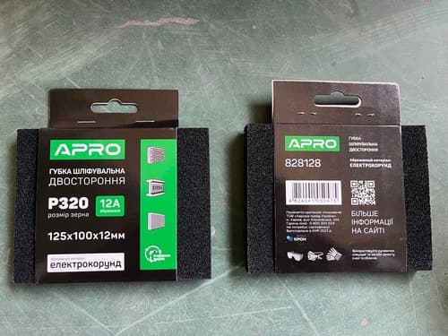 Губка шліфувальна двостороння Р320 125х100х12мм APRO
