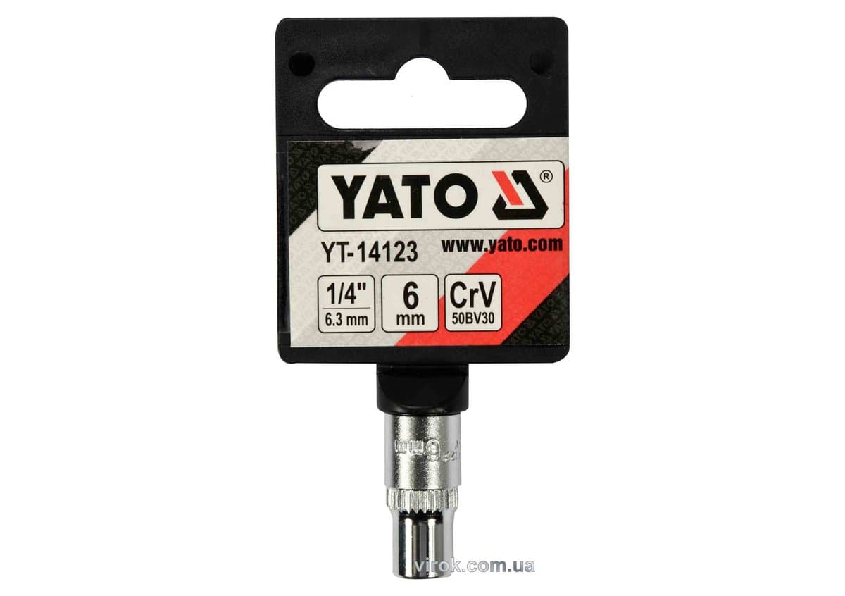 Головка торцева 6-гранна YATO : квадрат 1/4", М6, CrV [Блістер] [12/360]