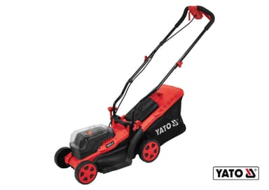 Газонокосарка на 4-х колесах акумул. YATO: 2х Li-Ion 18В 2 Агод, обрізн діап.Ø=34см, ємність 35л [1]