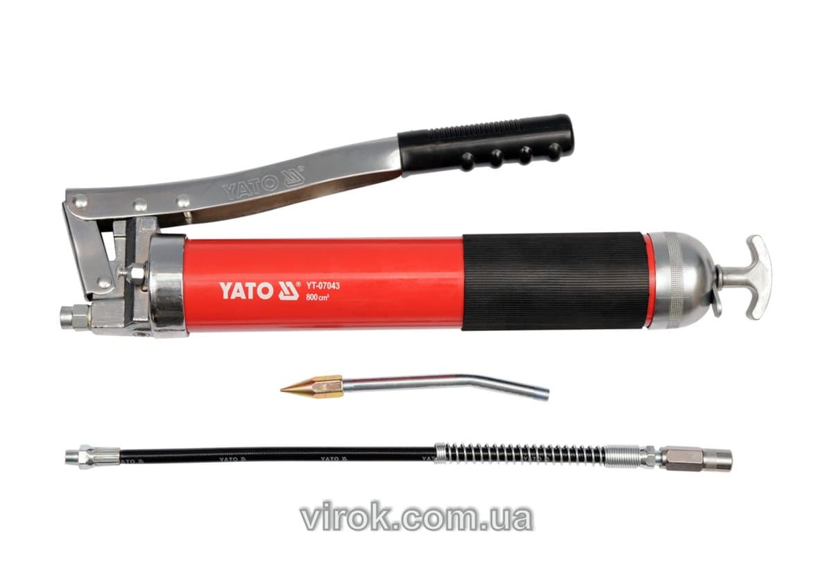 Шприц мастильний YATO, 800 см³. з жорстк. і гнучк. аплікаторами [4/8/112]