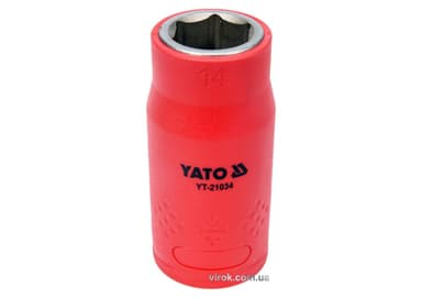 Головка торц. діелектр. 6-гранна YATO : квадрат 1/2", М= 14 мм, L= 55/38 мм,VDE корпус до 1000V (DW)
