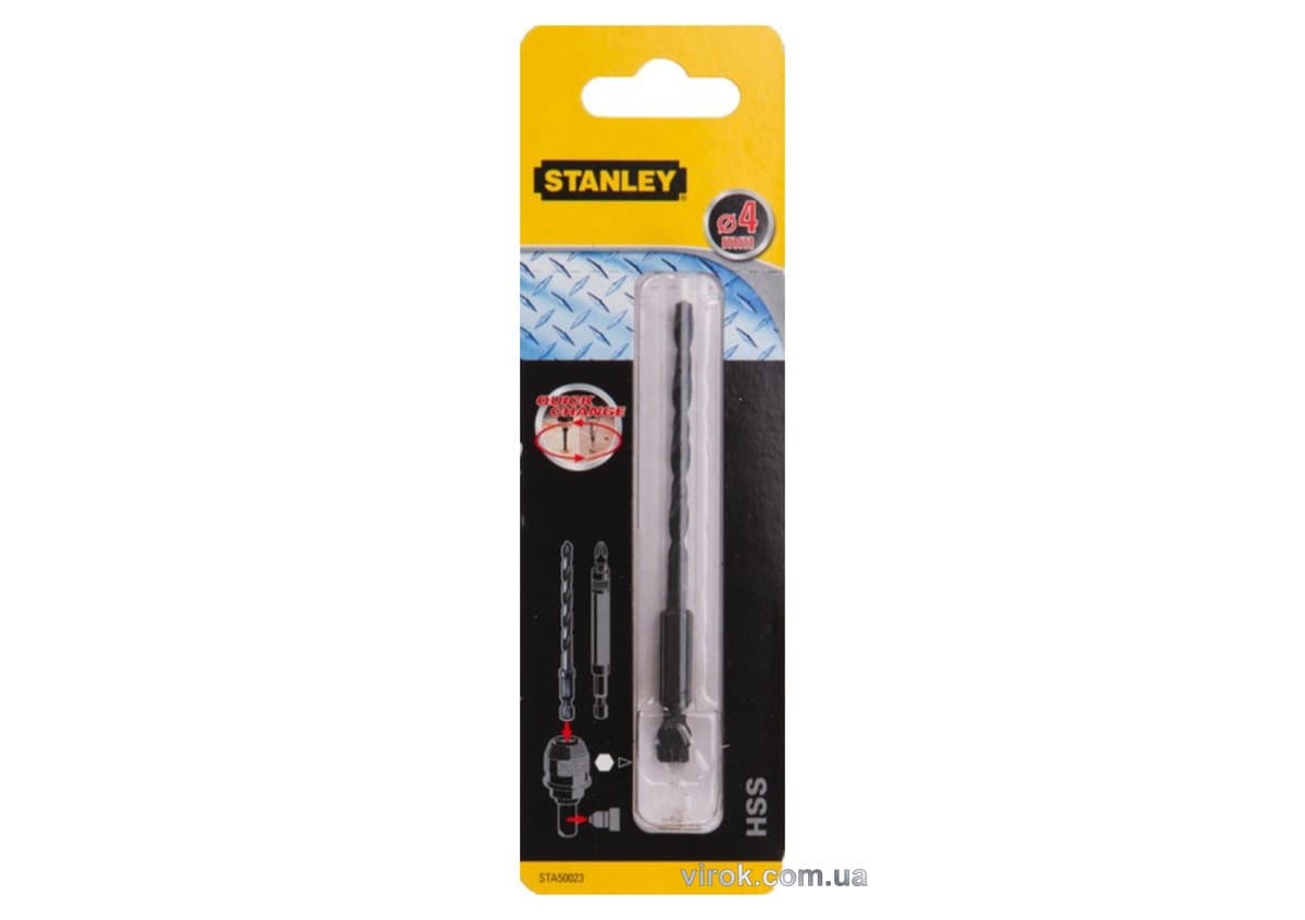 Свердло по металу STANLEY "Super-Lock : HSS, Ø= 4 x 88/54 мм. хвостик HEX 1/4"