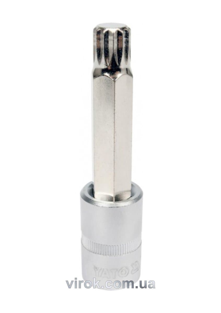Головка торцева YATO квадрат 1/2 "SPLINE" подовжена M12, L= 100 мм [20/120]