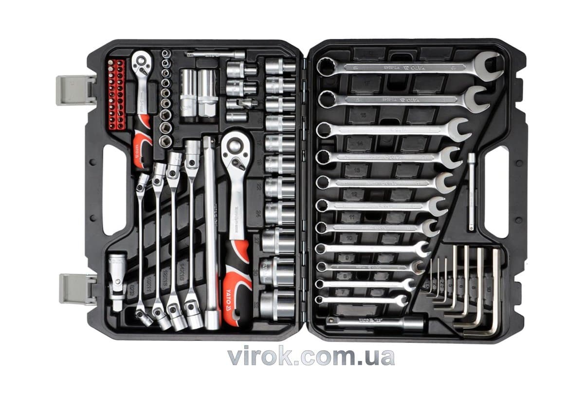Набір головок торцевих YATO : квадрат 1/2", 1/4" з інструментами. 77 шт. [2]