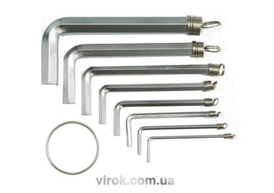 Ключі 6-гранні L-подібні VOREL : на кільці, М1,5-10 мм, Cr-V. Набір 10 Шт. [20/100]