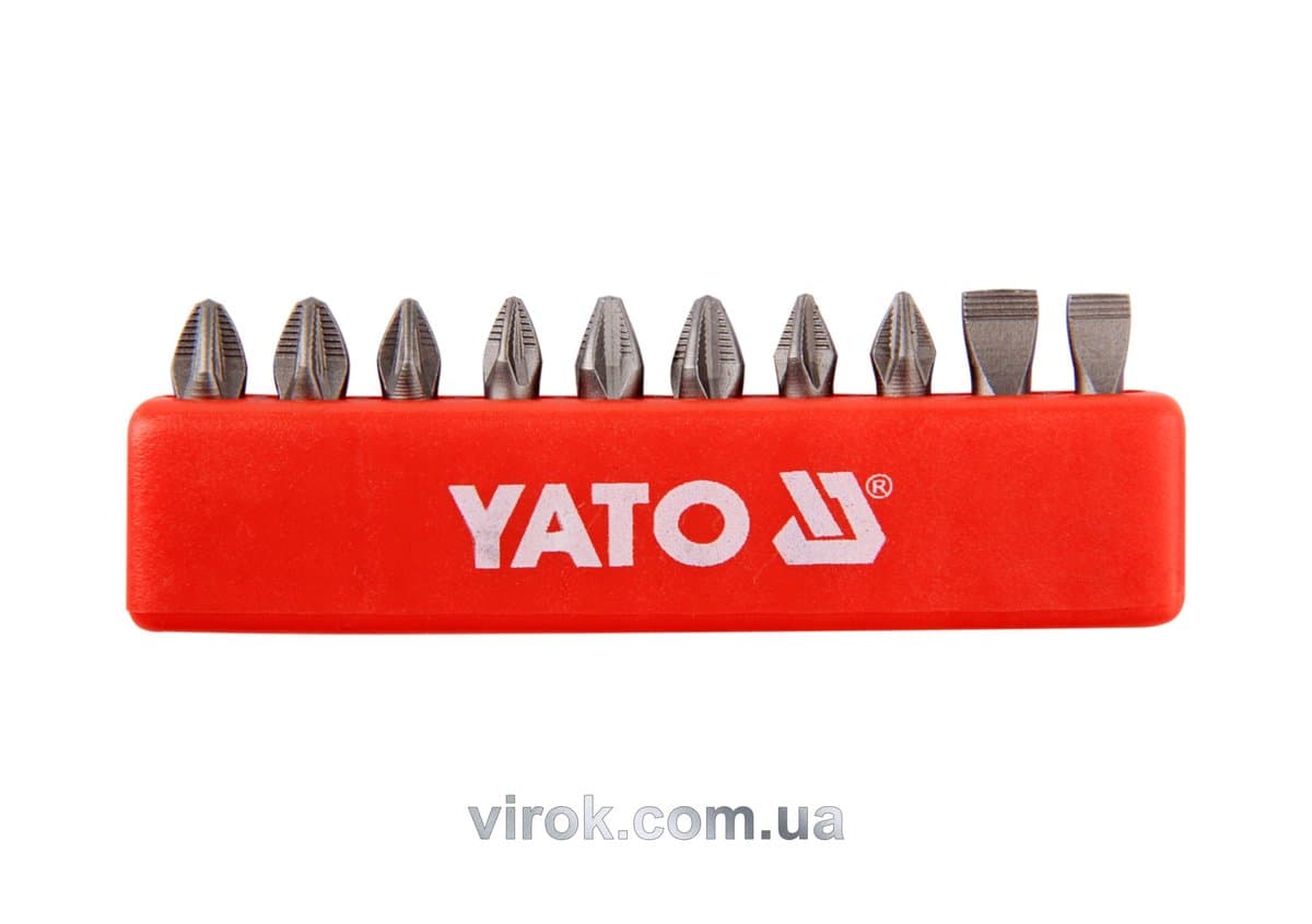 Набір насадок викруткових YATO : SL5, SL6, PH1/1, PH2/2, PZ1/1, PZ2/2, L= 25 мм. 10шт. [25/200]
