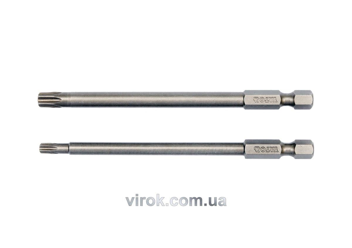 Набір насадок викруткових YATO : "TORX SECURITY" T20/T30, квадрат 1/4", L=100мм. 2 шт. [25/100]
