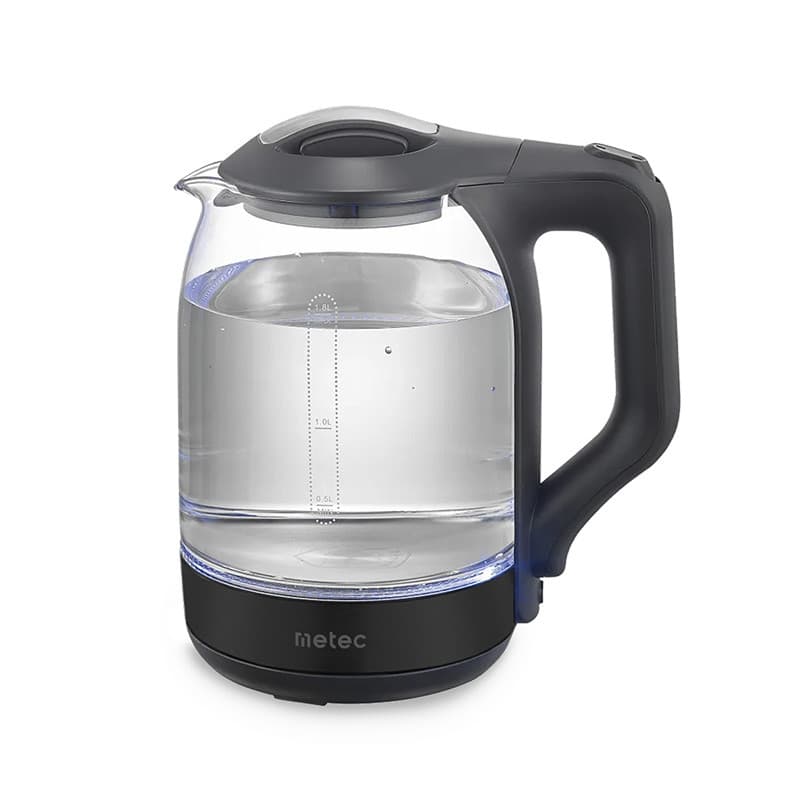 METEC Електрочайник EK-01GB 1.8л, 1500Вт, корпус скло, чорний