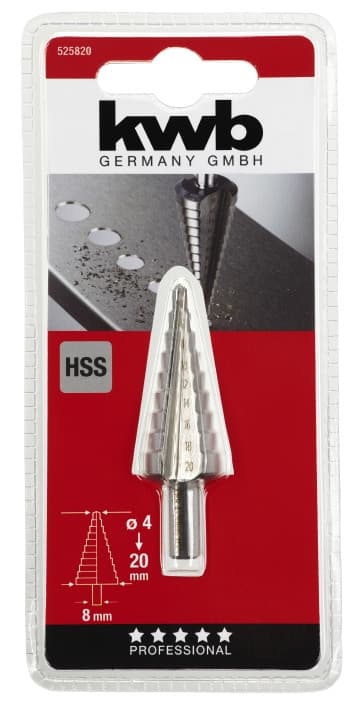 Свердло ступеневу 4-20 мм, хвостовик 8 мм, KWB (525820)