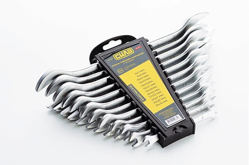 Набір ключів ріжкових CrV 6-23, 24x27, 25х28, 30х32мм (12шт) СИЛА