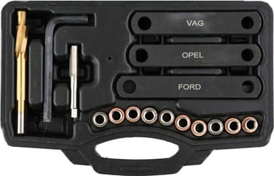 Набір для ремонту різьби гальмівних супортів FORD/OPEL/VAG YATO, М9х1,25; 16 елем. [10]
