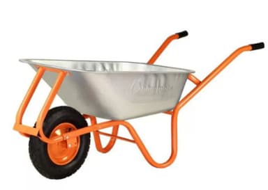 Тачка F1 оцинк 90л рама оранж 0,6мм пневмо колесo, BLUETOOLS