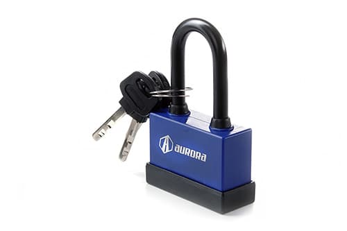 Замок навісний обгумований (вологостійкий) довга дужка 52x42x22мм дисковий (фінський) ключ AURORA