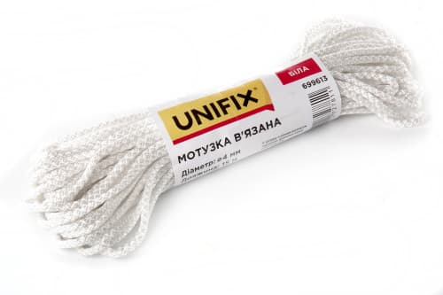 Мотузка в'язана 4мм, 15м біла UNIFIX