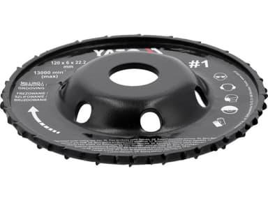 Диск-фреза випуклий до КШМ YATO по дереву, шпаклівці, гіпсу; Ø=120/22.2 мм, t= 16/6мм шорстк №1 [10]
