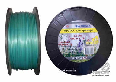 Жилка для тримера "Кручений КВАДРАТ" TM VIROK : Ø= 2.7 мм, l= 350 м (бобіна)