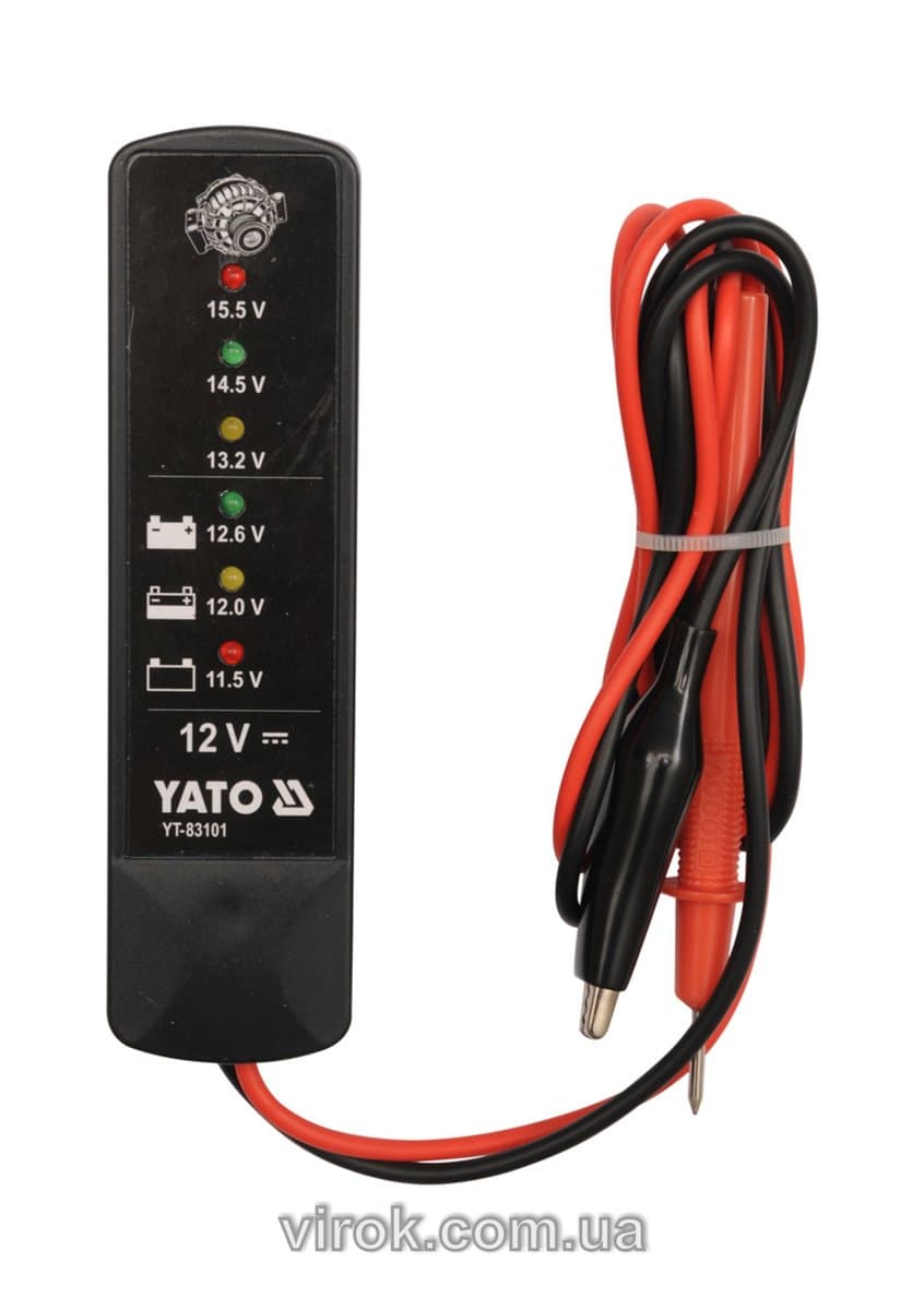 Тестер напруги акумуляторів YATO, до 12 В [12/72]