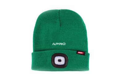 Шапка з ліхтариком зелена 200Лм (300мАг) APRO