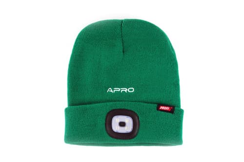 Шапка з ліхтариком зелена 200Лм (300мАг) APRO