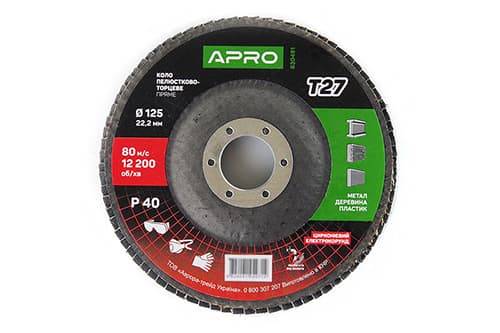Коло пелюстково-торцеве цирконієве Р40 пряме 125х22.2мм (Т27) (КПТ) APRO