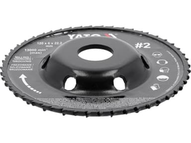 Диск-фреза випуклий до КШМ YATO по дереву, шпаклівці, гіпсу; Ø=120/22.2 мм, t= 16/6мм шорстк №2 [10]