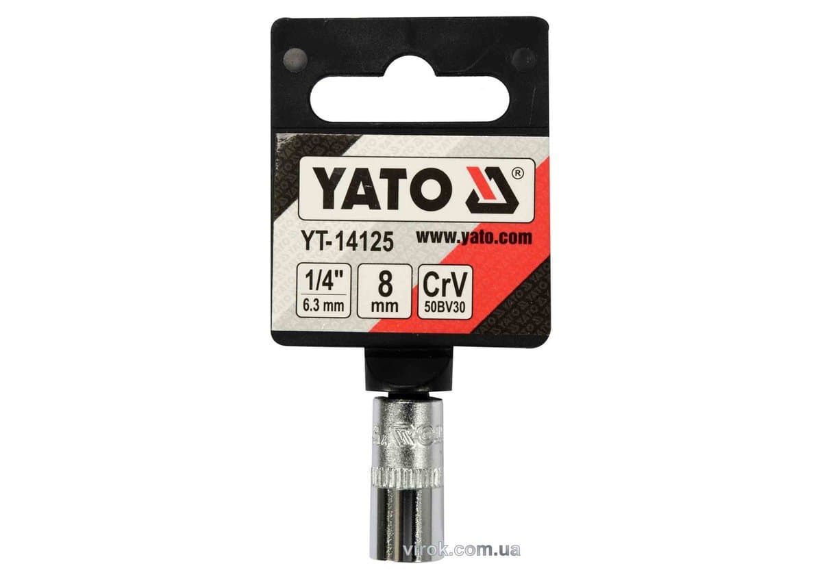 Головка торцева 6-гранна YATO : квадрат 1/4", М8, CrV [Блістер] [6/360]