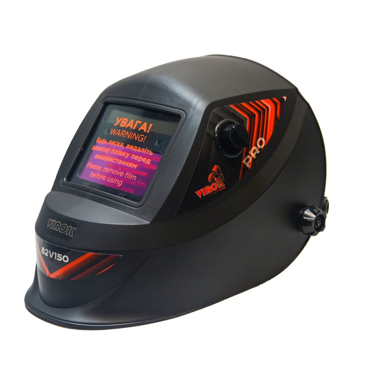 Маска зварювальника VIROK з автозатемнювальним світлофільтром,110 х 90 мм(93x43 мм) PRO