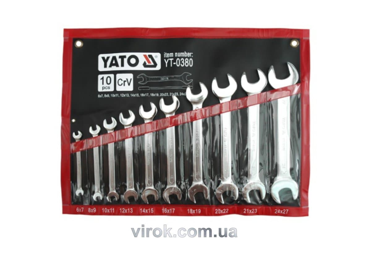 Ключі ріжкові YATO : CrV, М= 6х7-24х27 мм, Набір 10 шт. [6]