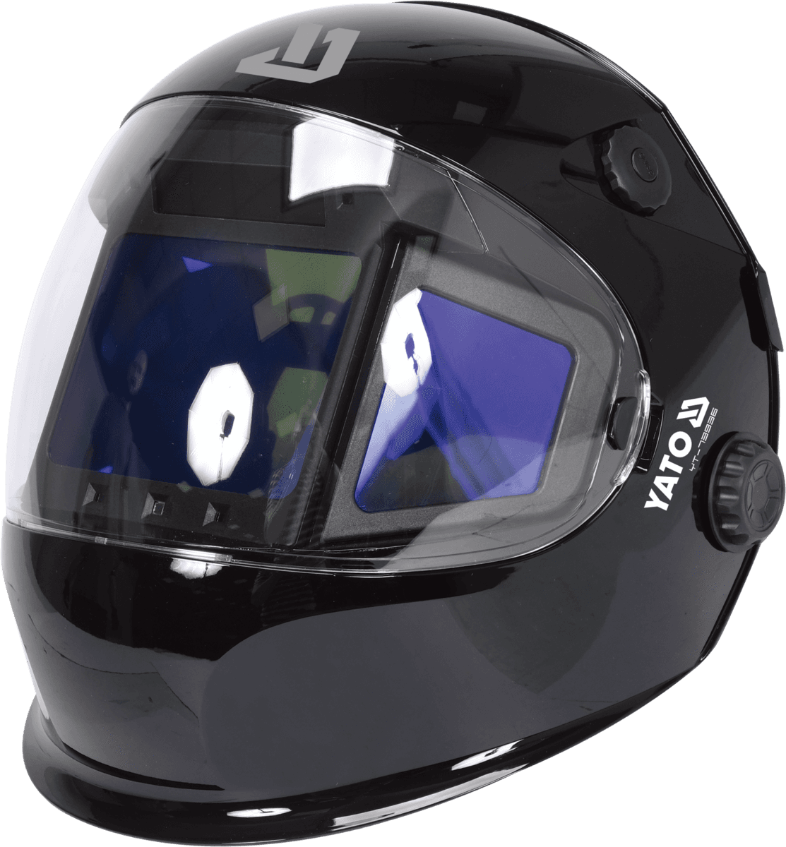 Маска електрозварювальника YATO TRUE COLOR з автозатемнюв фільтром 117х 156х 9,4мм, вічко- 108х82 мм