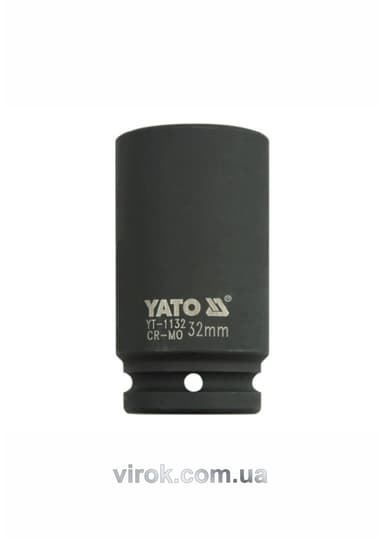 Головка торцева ударна 6-гранна YATO : подовжена, квадрат 3/4", М= 32 мм, L= 90 мм [7/28]