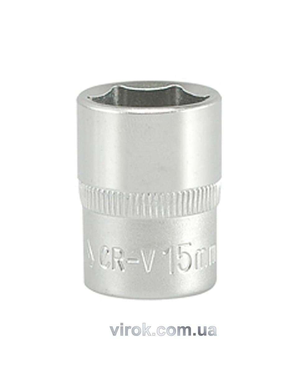 Головка торцева 6-гранна YATO : квадрат 3/8", М= 15 мм, L= 28 мм [12/240/480]