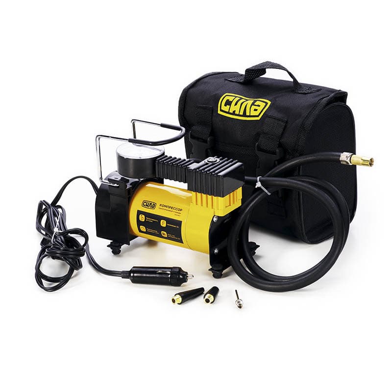 СИЛА Компресор автомобільний однопоршневий СТАНДАРТ 35 л / хв 7 Атм (Знімний шланг, прикурювач)