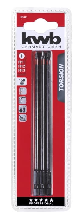 Набір торсіонних біт 150 мм, PH1/2/3, 3 шт, KWB (123041)