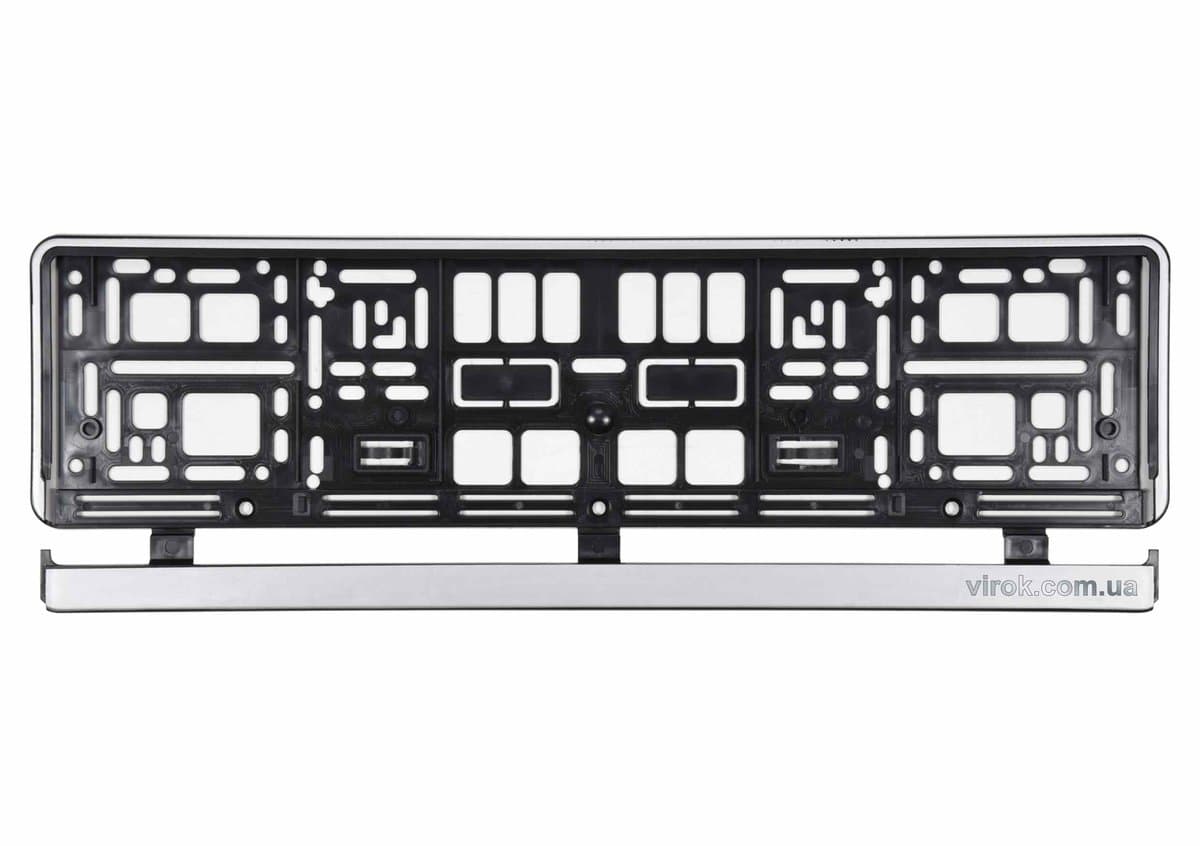 Рамка під номерний знак авто VOREL : срібна, 529 х 132 х 11 мм (пластикова) [50]