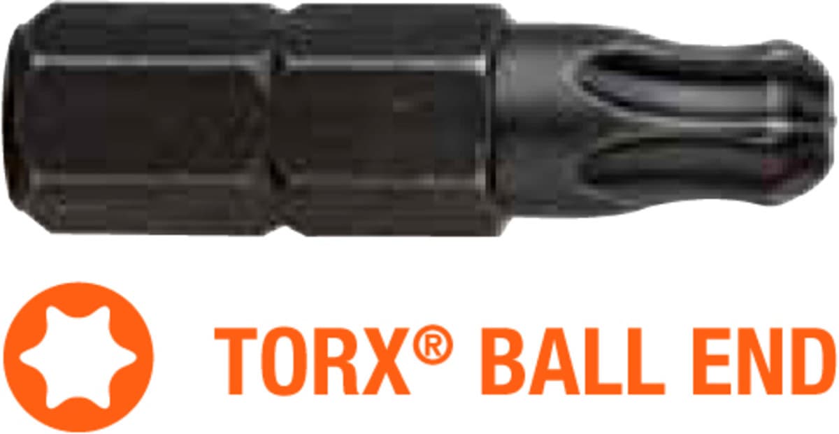 Насадка викруткова USH Industry : TORX T20K x 25 мм BallEnd заокруглена, Уп. 10 шт.
