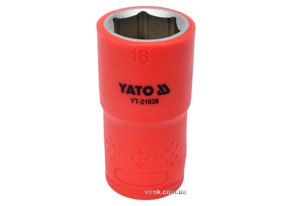 Головка торц. діелектр. 6-гранна YATO : квадрат 1/2", М= 18 мм, L= 55/38 мм,VDE корпус до 1000V (DW)